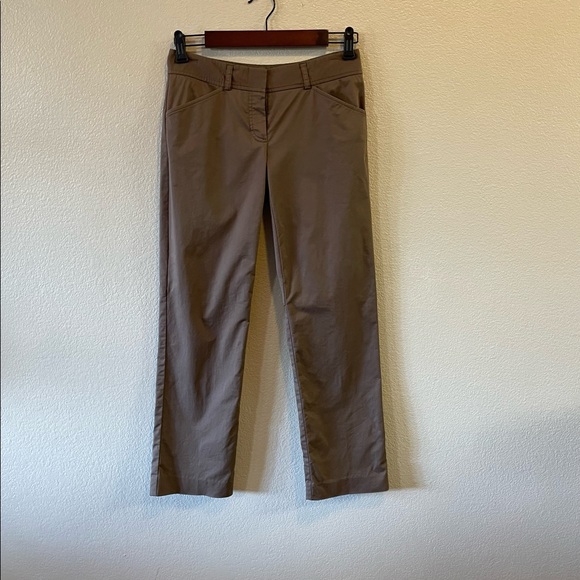 Theory Luke Stretch Cotton Cropped Dark Brown Pants - Picture 2 of 15